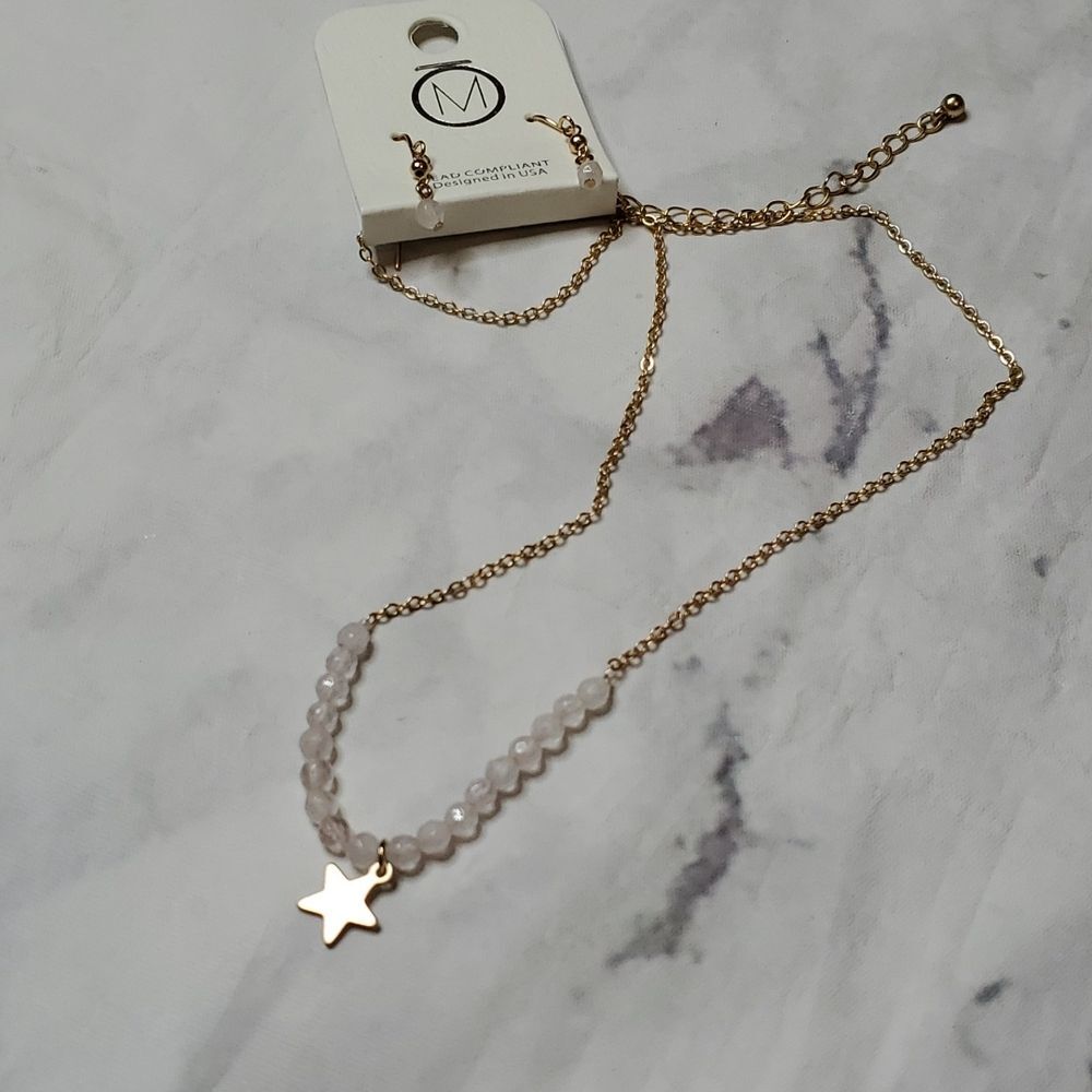 Gold Star Beaded Necklace